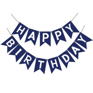 paticool navy blue happy birthday banner,blue happy birthday sign bunting banner,happy birthday garland for men boy baby shower birthday wall door party hanging tea party decorations supplies