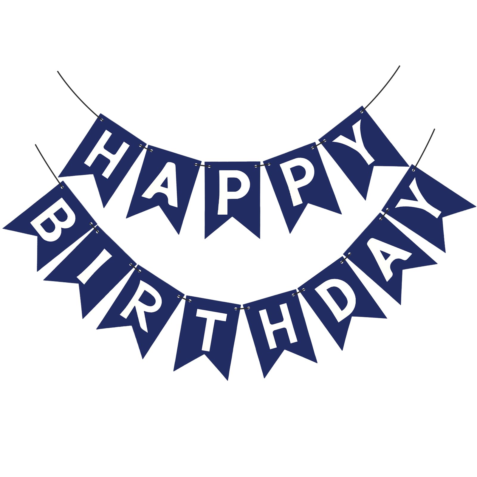 PatiCool Navy Blue Happy Birthday Banner,Blue Happy Birthday Sign Bunting Banner,Happy Birthday Garland for Men Boy Baby Shower Birthday Wall Door Party Hanging Tea Party Decorations Supplies