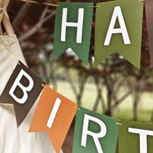 Letjolt Brown Happy Birthday Banner Birthday Party Supplies Handmade Garland Decorations Tropical Theme Football Birthday Signs Nursery Hanging Décor 13pcs