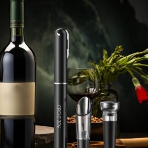 CIRCLE JOY Air Pump Wine Bottle Opener Set, Efficient Cork Remover With Foil Knife, Wine Pourer, Vacuum Stopper, Portable Mini Corkscrew Wine Opener for Home Travel Outdoor, Present for Wine Lovers