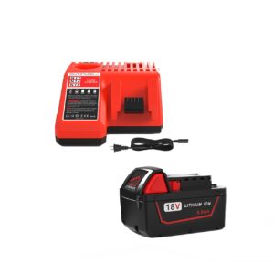 5.0ah 18v battery replacement for milwaukee m18 18v battery and charger combo,compatible with milwaukee m18 cordless power tool 48-11-1850 48-11-1860 and 48-59-1812 charger