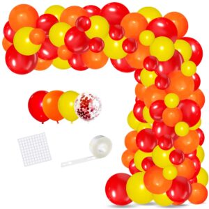 red yellow orange balloon garland arch kit, 117pcs red orange balloons yellow red balloons fall party decors for boys firefighter fire truck birthday baby shower wedding party decorations