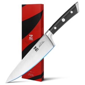 zennish 8'' chef knife, knife chef professional high carbon german steel super sharp kitchen knives with ergonomic handle, premium gift box