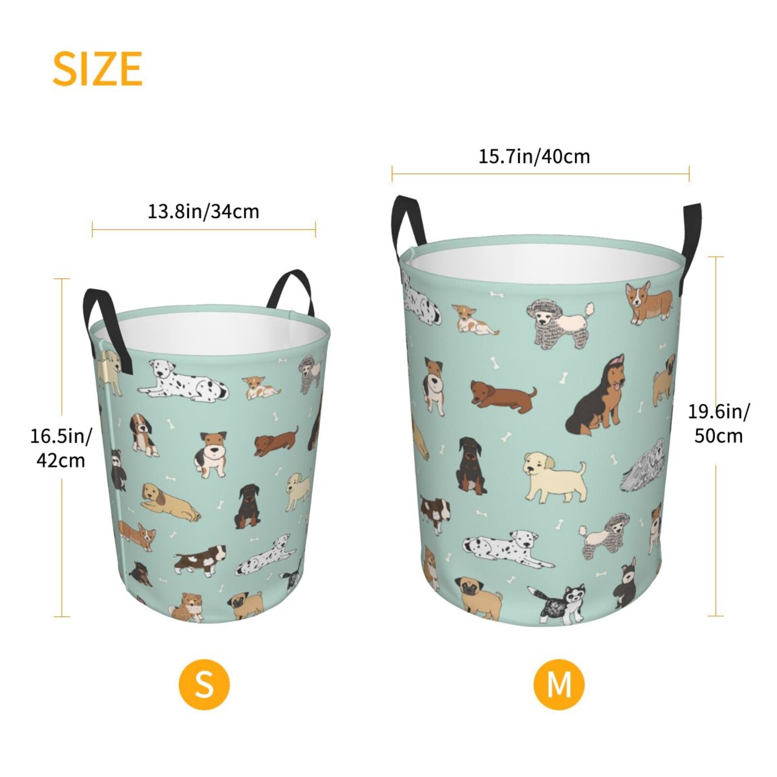 Gbuzozie Cute Puppy Dog Animal Round Laundry Hamper Storage Basket Toys Clothes Organizer Bin For Home Bathroom Bedroom Dorm Nursery, 62l