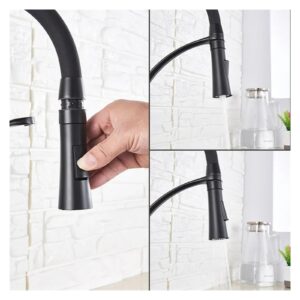 Rubber Kitchen Sink 360 Degree Swivel Pull-Down Sprayer hot and Cold Water Mixing Faucet (Color : Chrome)