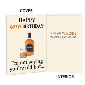 Zyulin Funny Whiskey 40th Birthday Card, 40th Birthday Gifts Women Men, Unique 40th Birthday Decorations for Him Her, Happy 40 Year Old Birthday Card Gift for Husband Wife