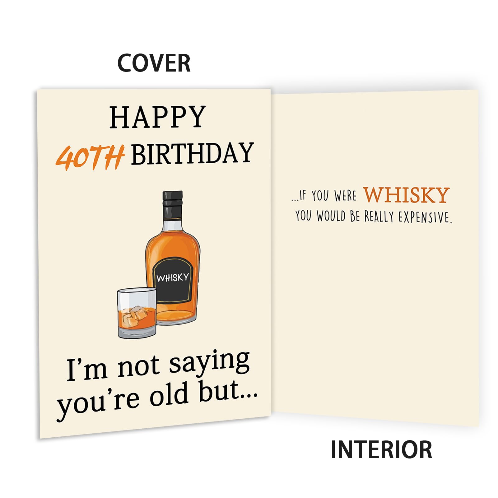 Zyulin Funny Whiskey 40th Birthday Card, 40th Birthday Gifts Women Men, Unique 40th Birthday Decorations for Him Her, Happy 40 Year Old Birthday Card Gift for Husband Wife