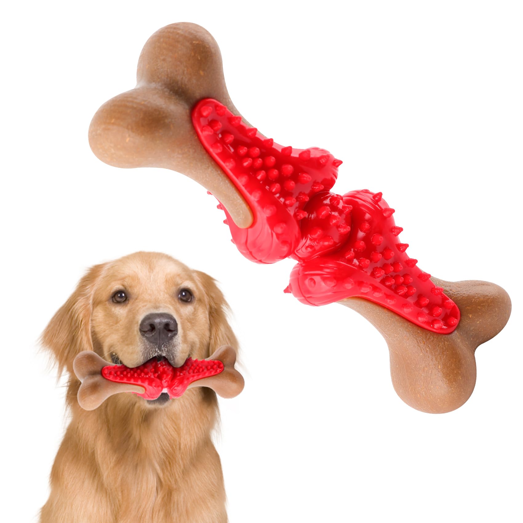 JUSTYEZI Dog Chew Toy for Large Dogs, Rubber Bone Dog Toys for Aggressive Chewers Large Breed, Teething Chew Toys Medium Dogs, Interactive Dental Health Aid, Supports Healthy Chewing Behavior