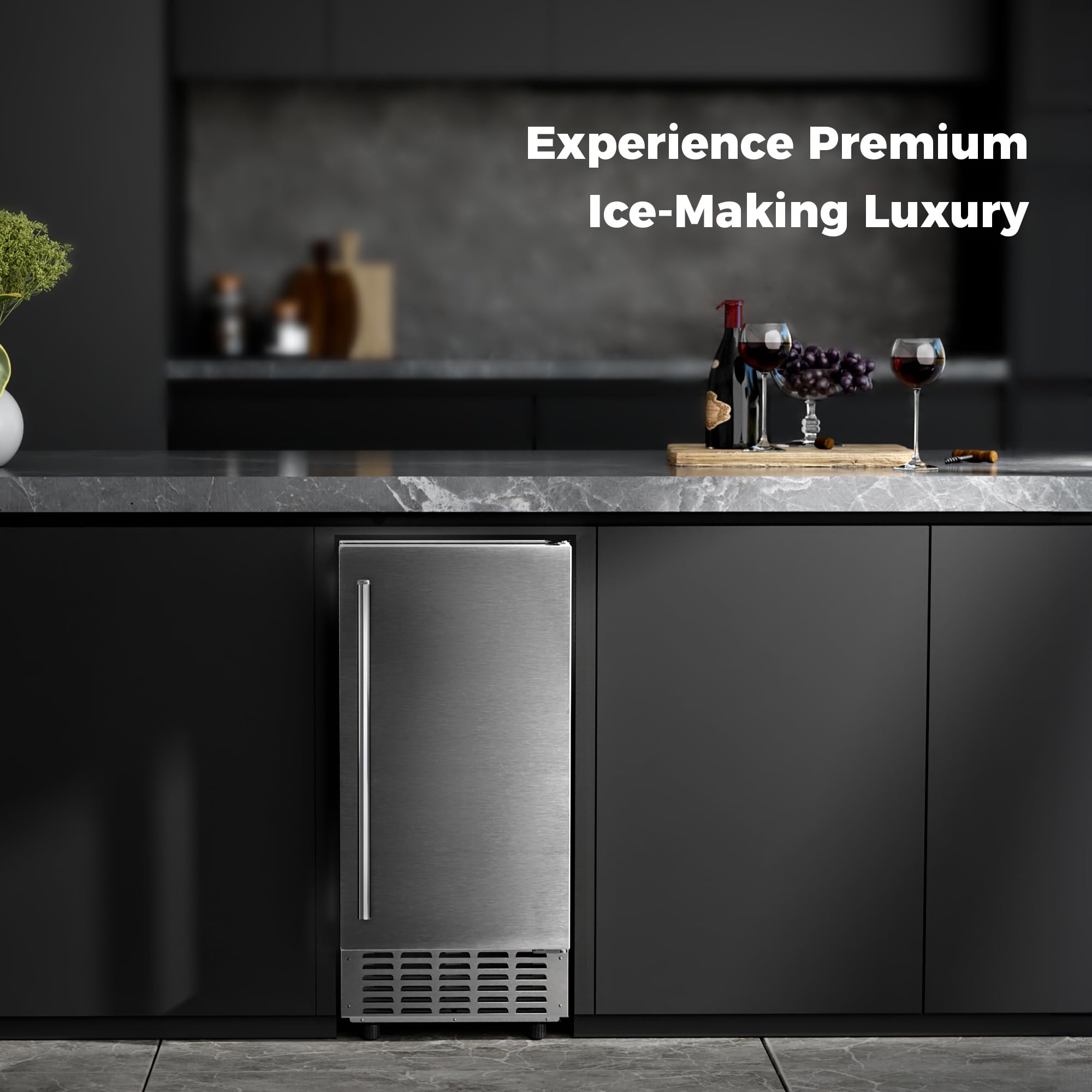 AGLUCKY Under Counter Nugget Ice Maker Machine,Built-in Ice Maker with Drain Pump,70Lbs/Day,18 Lbs Storage,Self-Cleaning & 24H Timer,UnderCounter Ice Machine for Home Use(Silver)