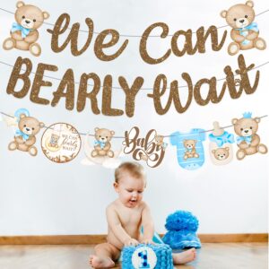 We Can Bearly Wait Banners Bear Baby Shower Banner Teddy Bear Baby Shower Decorations 3PCS We Can Bearly Wait Baby shower Decorations for Boy Bear Birthday Party Supplies