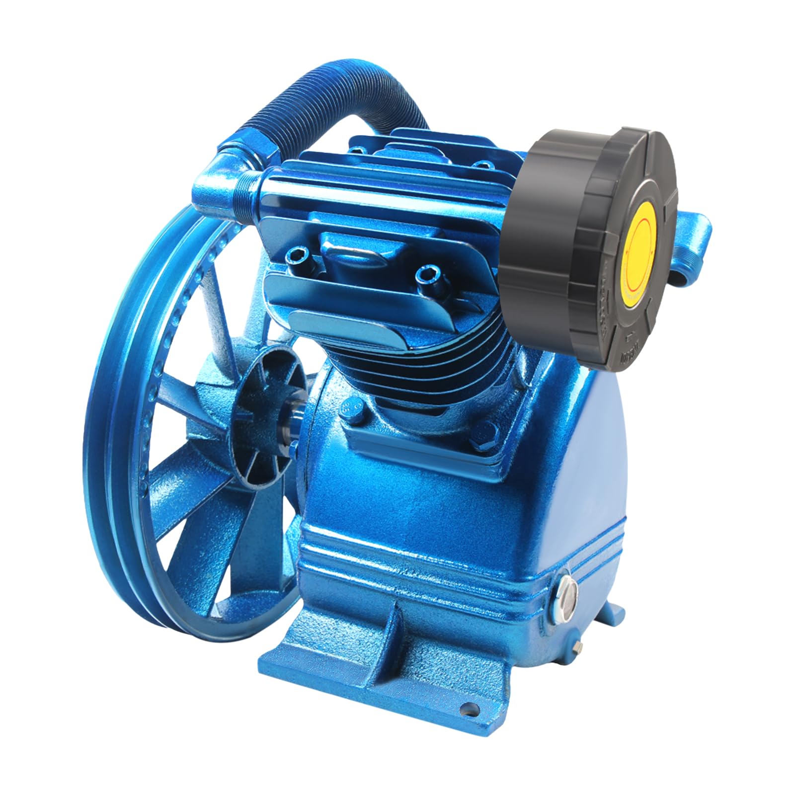 175PSI 5.5HP Twin Cylinder Air Compressor Pump Head, V Style Air Compressor Pump Unit with Flywheel,Exhaust Cylinder Cast Iron Compressor Head Pump