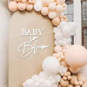 MASTRON Baby in Bloom Sign, 16”x24” Felt Letter Baby Shower Sign Baby in Bloom Party Decor Backdrop for Boy or Girl Baby Shower Gender Reveal 1st Birthday - White