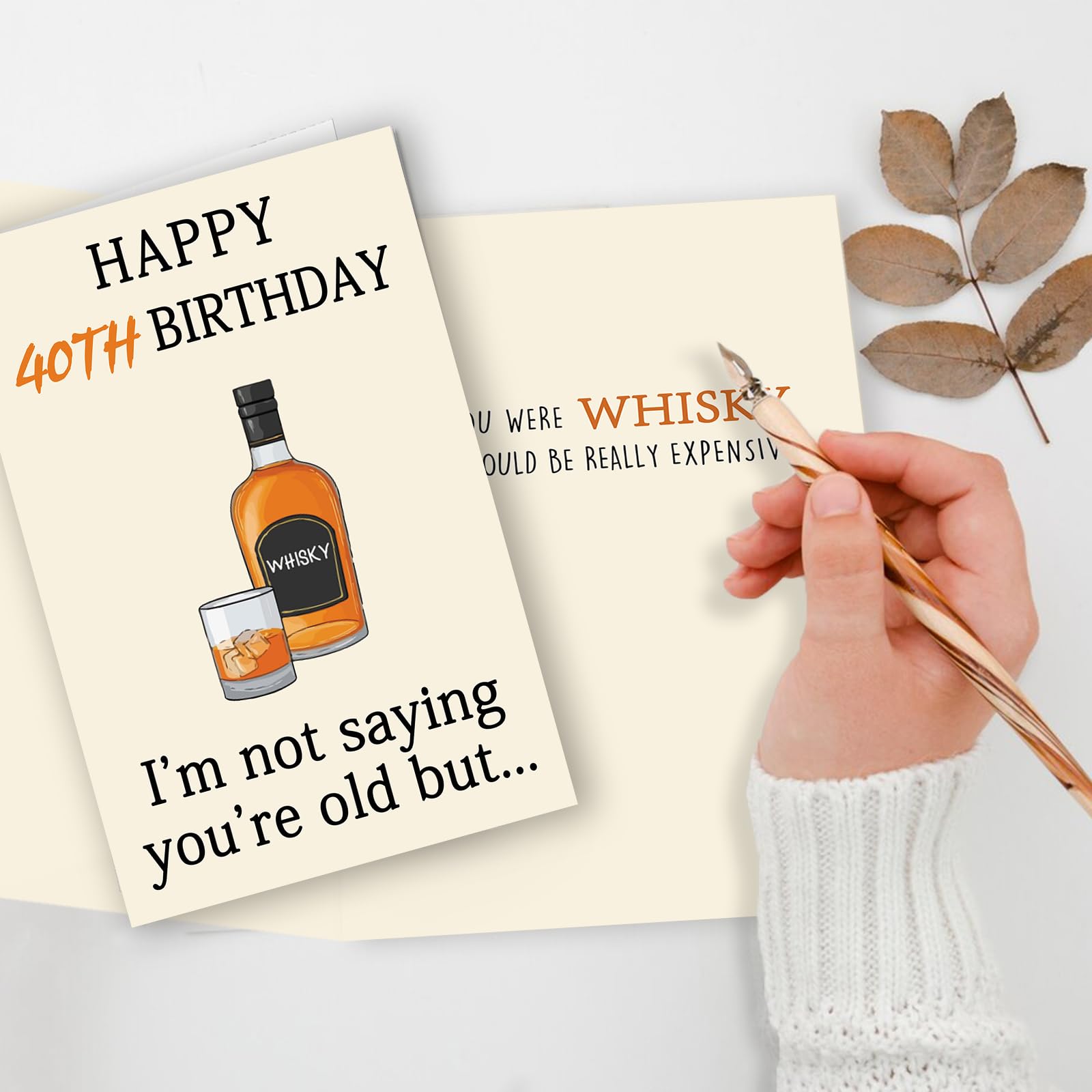 Zyulin Funny Whiskey 40th Birthday Card, 40th Birthday Gifts Women Men, Unique 40th Birthday Decorations for Him Her, Happy 40 Year Old Birthday Card Gift for Husband Wife