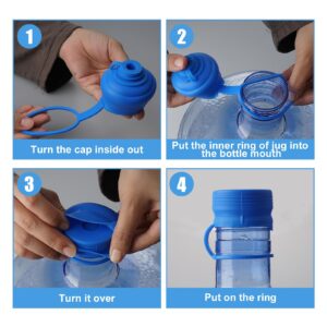 5 Gallon Water Jug Cap 8 PCS Reusable Water Bottle Spout Replacement Lids for 55mm Water Bottles Jug Seal with Strap Non Spill Silicone Water Bottle Cap