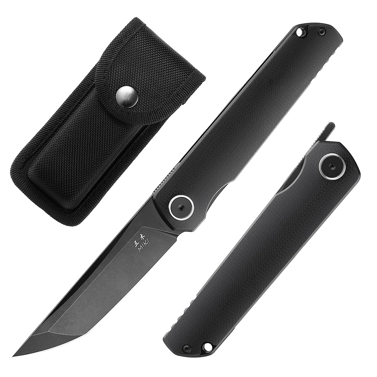 Miki Folding Pocket Knife,3.6-Inch Tanto D2 Plain Blade,G-10 Outdoor Camping Hiking Knife,Pocket Samurai Folding Knife,Unique Tool Gift for EDC Men Women