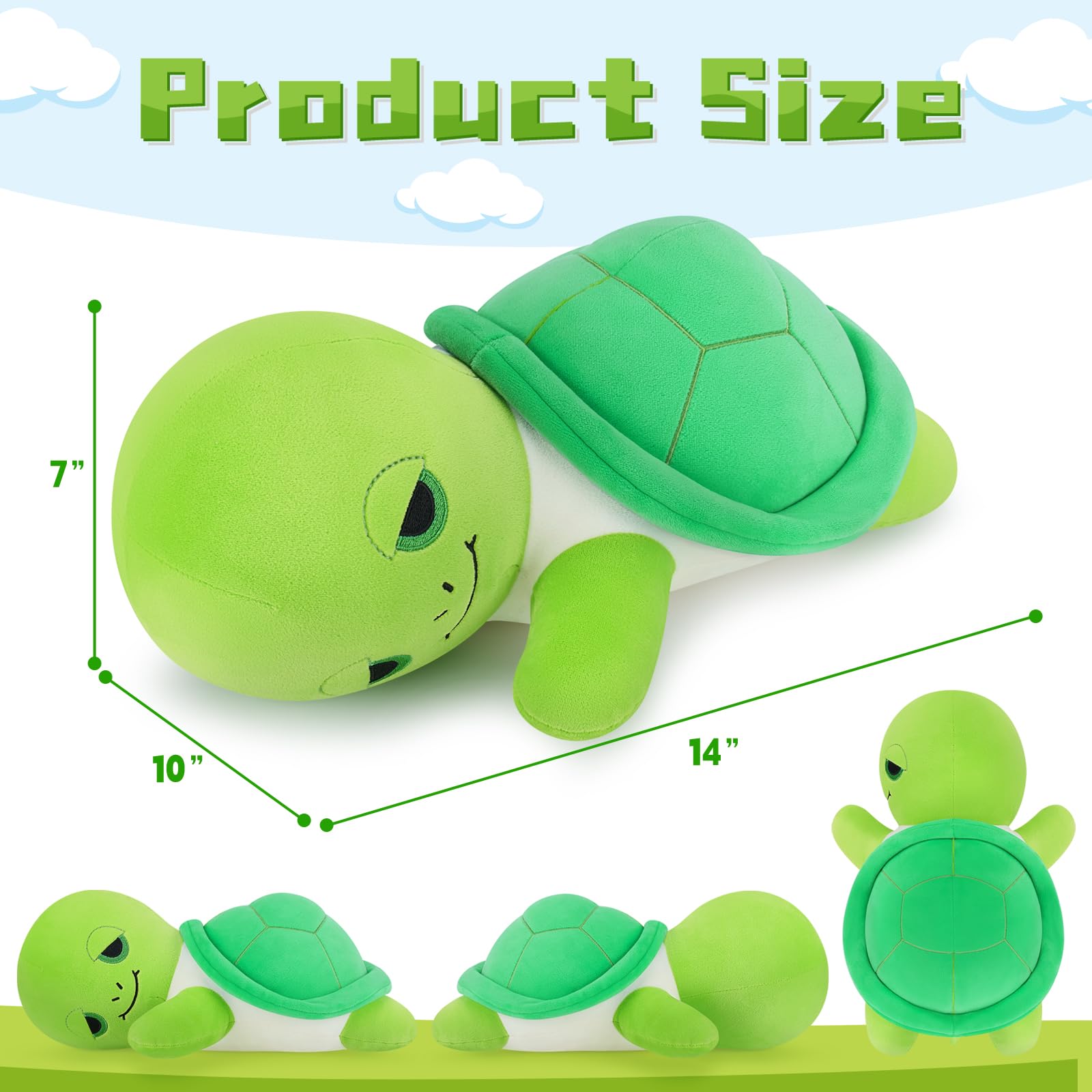 Achwishap Turtle Stuffed Animal,Cute Plushies Turtle Pillow,Cute Stuffed Animal Plush Toys Turtle Plush,Soft Tortoise Body Pillow Gifts for Kids Adults Birthday(Tortoise,14”)