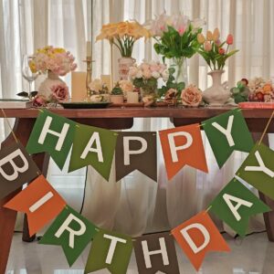 Letjolt Brown Happy Birthday Banner Birthday Party Supplies Handmade Garland Decorations Tropical Theme Football Birthday Signs Nursery Hanging Décor 13pcs