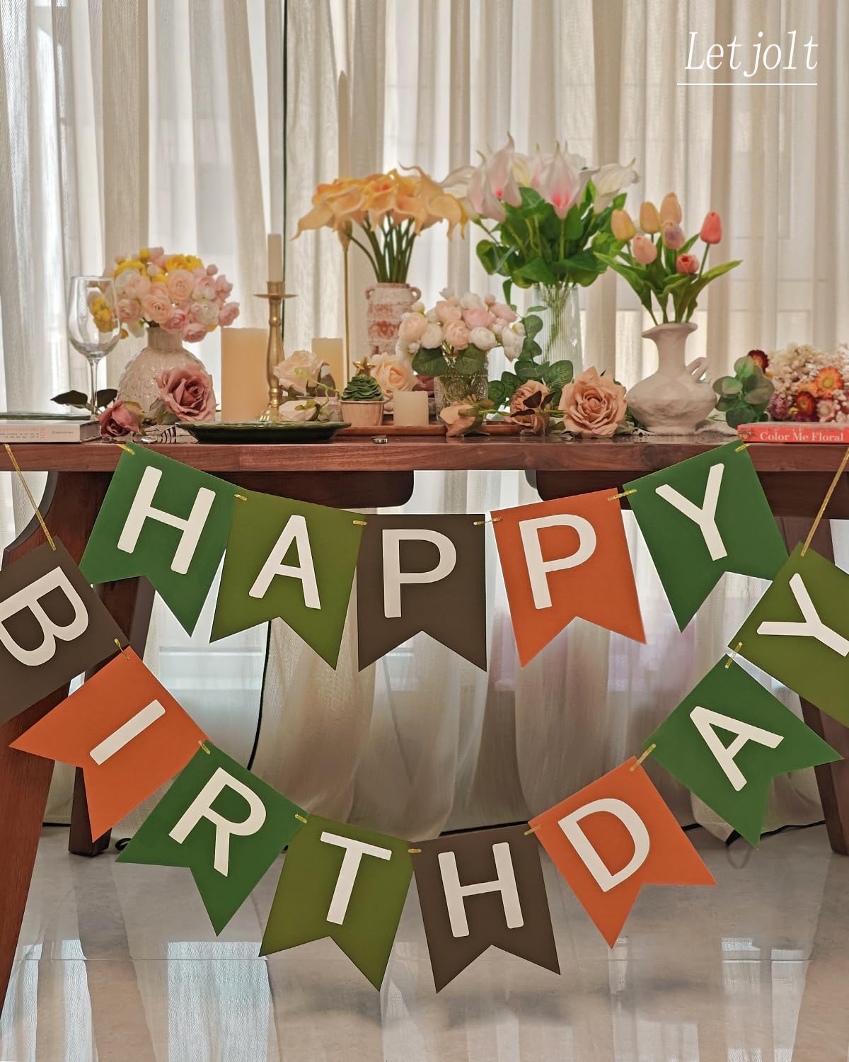 Letjolt Brown Happy Birthday Banner Birthday Party Supplies Handmade Garland Decorations Tropical Theme Football Birthday Signs Nursery Hanging Décor 13pcs