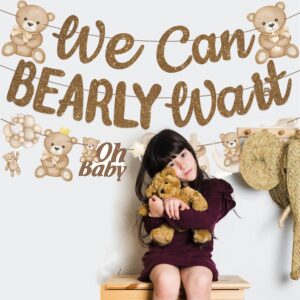 We Can Bearly Wait Baby Shower Banner 3Pcs Teddy Bear Party Banner Bear Baby Shower Decorations Gender Reveal Party Supplies Teddy Bear Theme Cutouts for Birthday