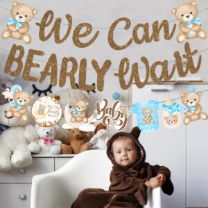 We Can Bearly Wait Banners Bear Baby Shower Banner Teddy Bear Baby Shower Decorations 3PCS We Can Bearly Wait Baby shower Decorations for Boy Bear Birthday Party Supplies