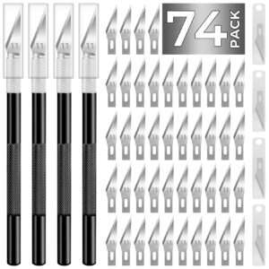 jtieo exacto knife set,74 pack hobby knife with 4 upgrade sharp hobby knives and 70 spare exacto knife blades for art,stencil,scrapbooking (black)