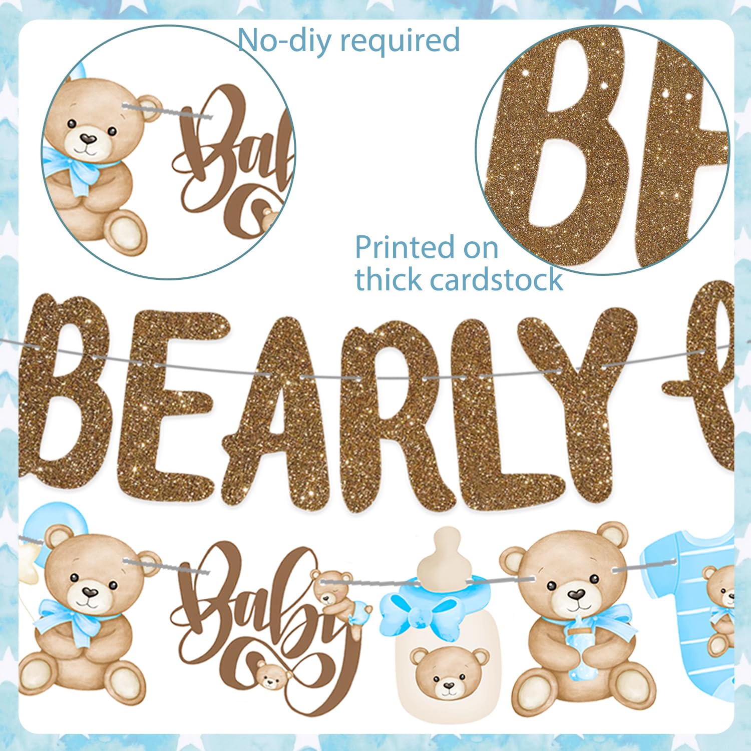 We Can Bearly Wait Banners Bear Baby Shower Banner Teddy Bear Baby Shower Decorations 3PCS We Can Bearly Wait Baby shower Decorations for Boy Bear Birthday Party Supplies