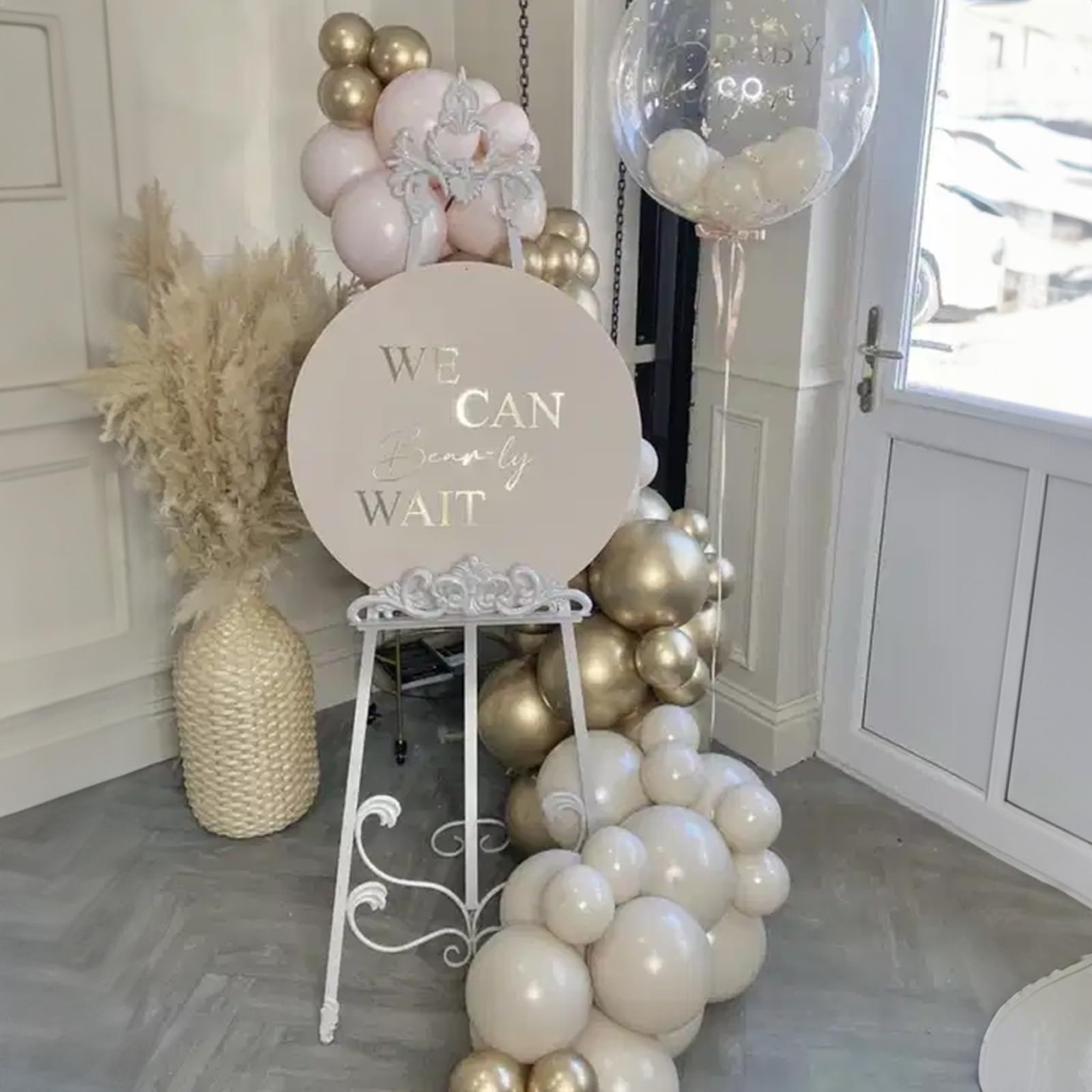 White and Gold Balloons, 12 Inch White Sand Gold Metallic Latex Balloons, Beige Gold Party Balloons for Boho Birthday Baby Shower Engagement Wedding Anniversary Party Decorations