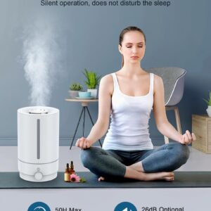 Marnetstone Humidifiers for Bedroom, 5 L Top Fill Cool Mist Humidifiers with Oil Diffuser, Ultrasonic Humidifiers for Large Room, Home, Nursery, Office, Plants, 360° Nozzle