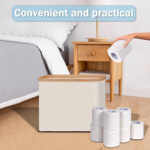 efluky Toilet Paper Basket, Toilet Paper Storage with Lid, Toilet Paper Organizer for Bathroom, Free Standing Toilet Paper Holder with Storage, Beige