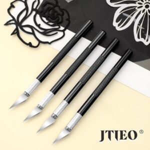 JTIEO Exacto Knife Set,74 Pack Hobby Knife with 4 Upgrade Sharp Hobby Knives and 70 Spare Exacto Knife Blades for Art,Stencil,Scrapbooking (Black)