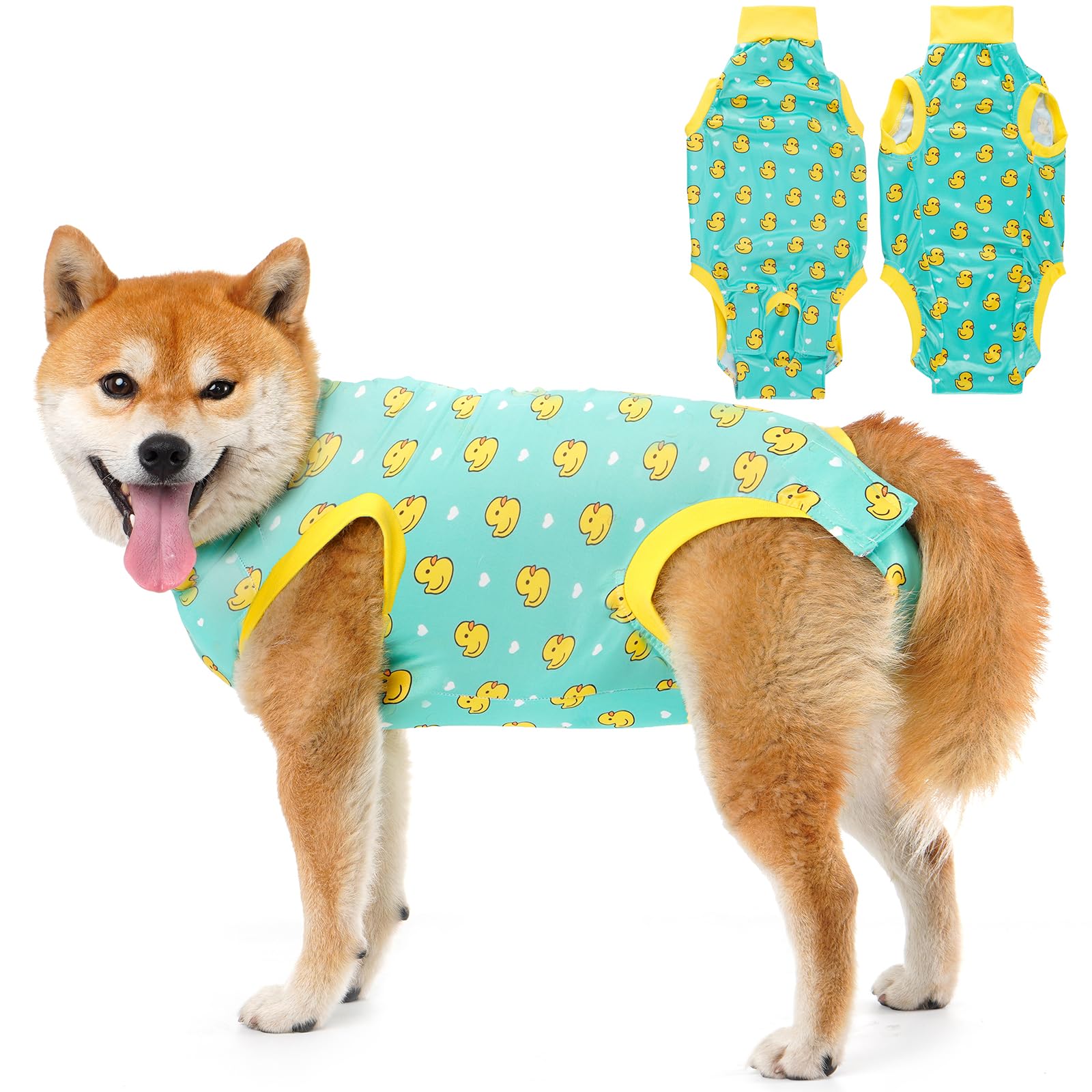 Avont Dog Recovery Suit, Surgery Shirt for Female Spay Male Neuter Skin Conditions, Surgical Onesie Bodysuit Prevent Licking Dog E Collar Cone Alternative -Duck (M)