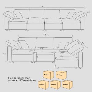 Mofolit Oversized Sectional Sleeper Sofa Couch w/Deep seat, Big Comfy Corduroy Couch w/overstuffed Cushion, Modular sectional Cloud Couch,L Shaped Couch Setional for Living Room (Grey)