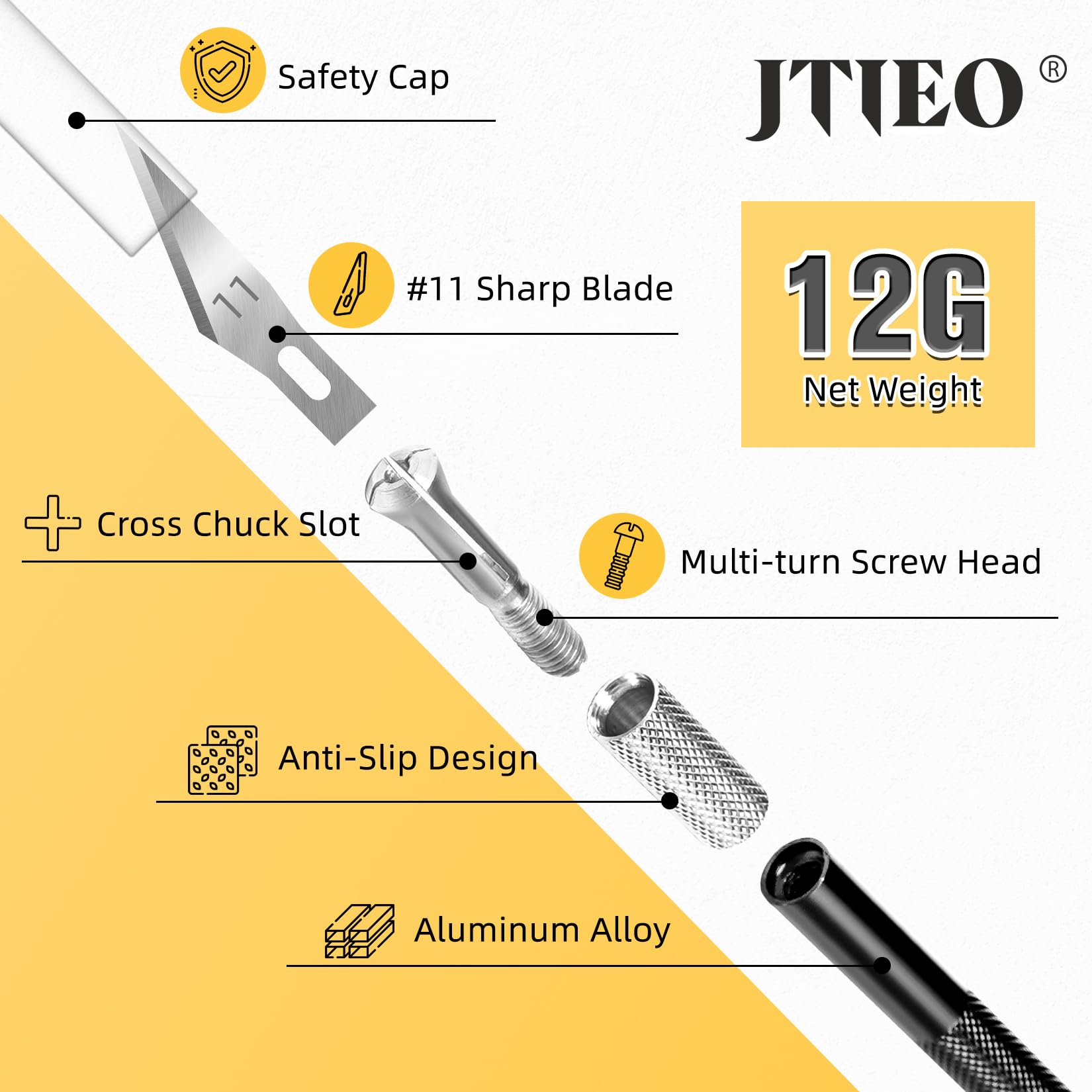 JTIEO Exacto Knife Set,74 Pack Hobby Knife with 4 Upgrade Sharp Hobby Knives and 70 Spare Exacto Knife Blades for Art,Stencil,Scrapbooking (Black)