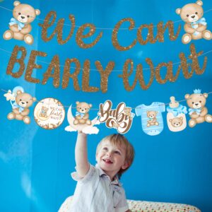 We Can Bearly Wait Banners Bear Baby Shower Banner Teddy Bear Baby Shower Decorations 3PCS We Can Bearly Wait Baby shower Decorations for Boy Bear Birthday Party Supplies