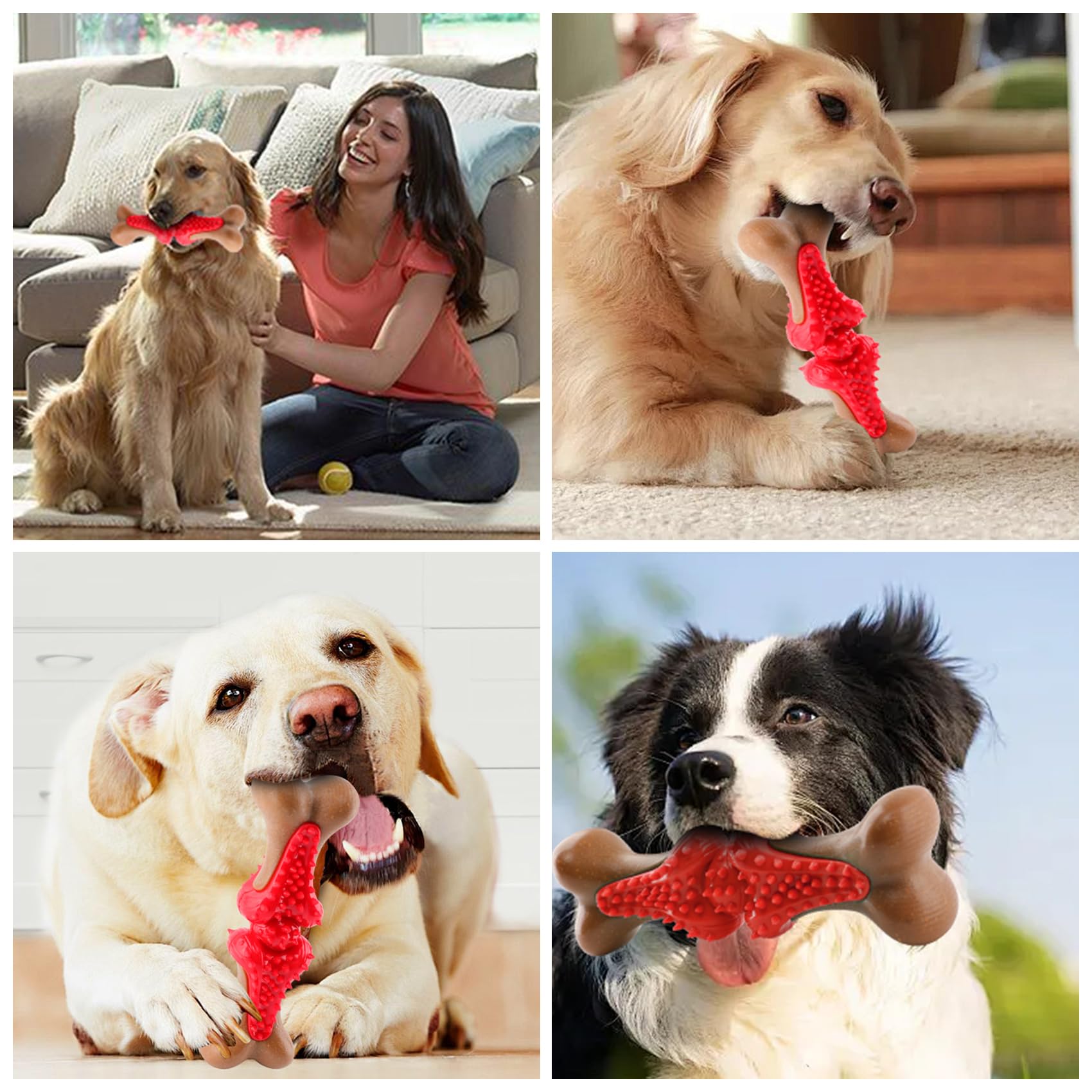 JUSTYEZI Dog Chew Toy for Large Dogs, Rubber Bone Dog Toys for Aggressive Chewers Large Breed, Teething Chew Toys Medium Dogs, Interactive Dental Health Aid, Supports Healthy Chewing Behavior