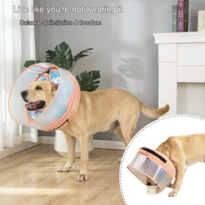 Inflatable Dog Cone Collar with Enhanced Anti-Licking, Soft Neck Donut for Dogs Cats, Recovery Pet Cone Collar After Surgery for Large Medium Small Dogs (Donut Blue, X-Large)