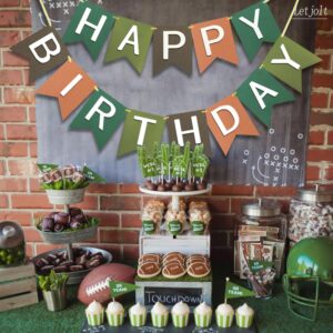 Letjolt Brown Happy Birthday Banner Birthday Party Supplies Handmade Garland Decorations Tropical Theme Football Birthday Signs Nursery Hanging Décor 13pcs