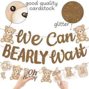 We Can Bearly Wait Baby Shower Banner 3Pcs Teddy Bear Party Banner Bear Baby Shower Decorations Gender Reveal Party Supplies Teddy Bear Theme Cutouts for Birthday