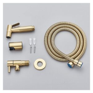 Brushed Gold Flush Kit Handheld Bidet Sprayer Stainless Steel Toilet Bidet Faucet Valve Spray Kit Hygienic Shower (Color : Gold)