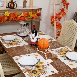 ARKENY Fall Placemats 12x18 Inches Set of 4, Pumpkin Maple Leaf Orange Autumn Seasonal Farmhouse Burlap Indoor Outdoor Table Mats Decorations for Home Party AP633-4