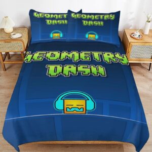 mnxtwhfsz geometry anime and dash 3-piece bedding set 86"x70" 1 duvet cover and 2 pillowcases funny bedroom accessories