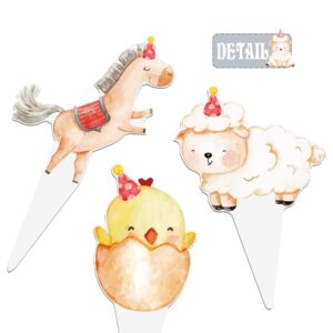 48Pcs Farm Animal Cupcake Toppers Farm Birthday Party Decoration Farm Theme Cupckae Toppers for Barnyard Party Farm Animal Birthday Baby Shower Supplies