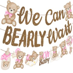 we can bearly wait banners for bear baby shower decorations bear party banner 3pcs we can bearly wait baby shower decorations teddy bear cutout banners for baby girls gender reveal party supplies