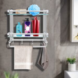 daerna floating shelves with towel rack, wall mounted hanging bathroom shelves over toilet, no drilling stainless shower shelves, corner wall shelf for bedroom organizers kitchen storage