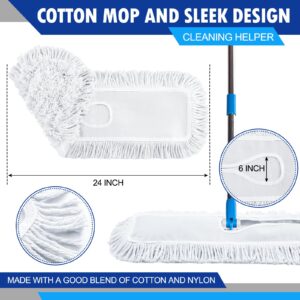 Qinyoung 4 Pcs Dust Mop Replacement Head 24 Inch Commercial Mop Head Replacement White Cotton Dust Mop Head Refills Washable Dust Mop Head Commercial Tools for Floor Cleaning Janitorial Supplies