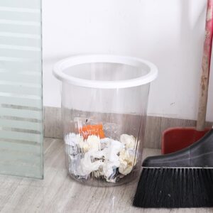 Callyne 2.6 Gallon Acrylic Clear Round Plastic Bathroom Garbage Can, 4 Pack Plastic Small Wastebasket for Multipurpose