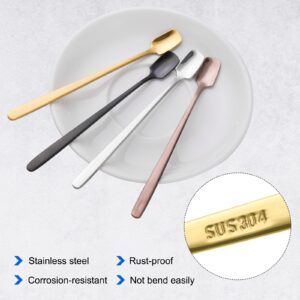 uxcell 4pcs Square Espresso Spoons 6.9 Inches 18/8 Stainless Steel Small Square Coffee Spoon Long Handle Tea Spoons for Tea Coffee Stirring Dessert Ice Cream Sugar Cake, Silver Tone