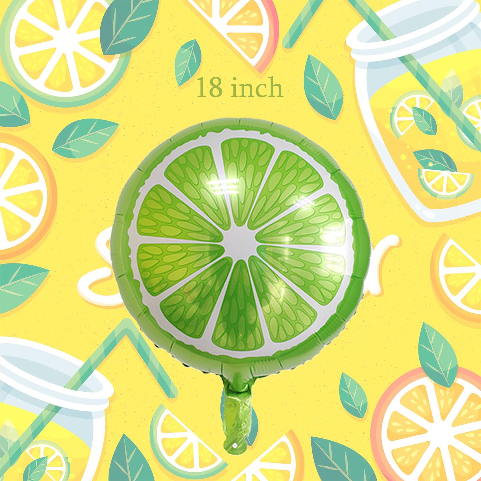 8Pcs Fruit Lime Balloons Cold Drink Balloons Lemon Mylar Balloons for Margs and Matrimony Bachelorette Summer Fruit Themed Graduation Birthday Baby Shower Wedding Party Decorations Supplies