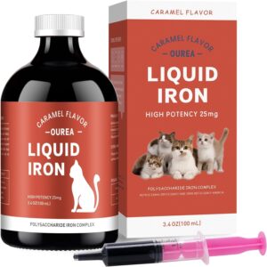 iron supplements for cats - liquid iron for anemia with cat vitamins, support iron levels, promote red cell, boost energy and vitality in cat health, 3.4oz(100ml)