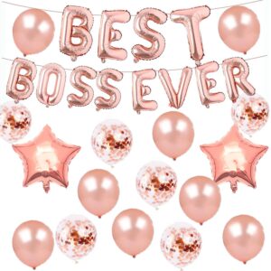 bosses day decorations best boss ever balloons and banners rose gold confetti latex balloon for women happy boss's day party supplies best boss ever party decoration